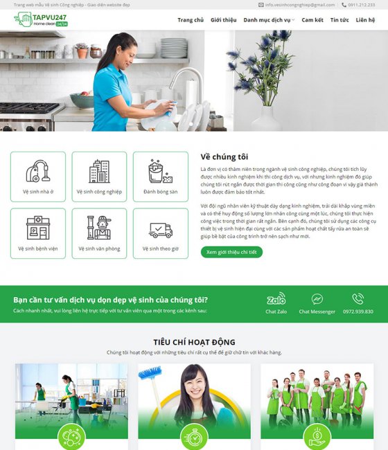 Thiết kế website dịch vụ vệ sinh công nghiệp